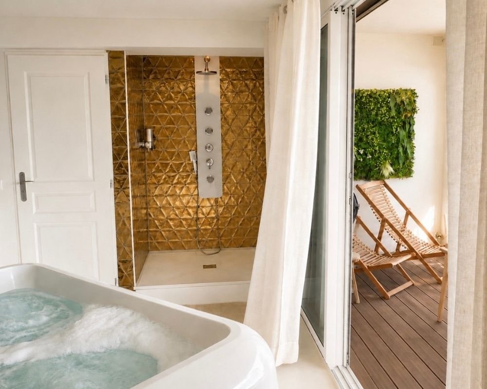 Ambiance spa salle de bain Ambiance spa et bien-être dans la salle de bain d'une suite romantique